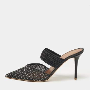 Pre Owned Malone Souliers Black Mesh Maisie Mules Size 39