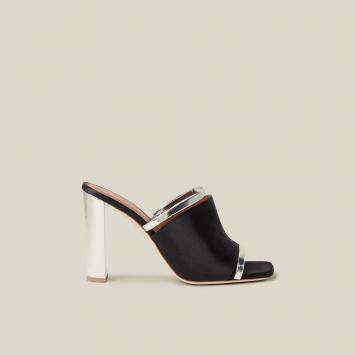 مملوكة مسبقًا Malone Souliers Black Satin Square Toe Mules Size 38