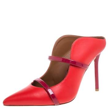 Pre Owned Malone Souliers Red Leather Maureen Mules Size 37