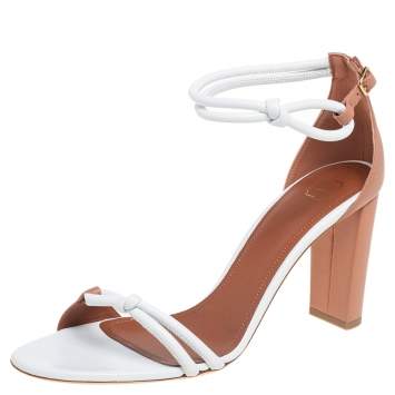 Pre Owned Malone Souliers Brown/White Leather Fenn Ankle Strap Sandals Size 41