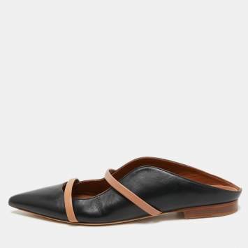 Pre Owned Malone Souliers Black Leather Maureen Flat Mules Size 38
