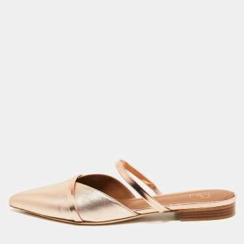 Pre Owned Malone Souliers Metallic Leather Frankie Mary Jane Flat Mules Size 37