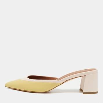 Pre Owned Malone Souliers Yellow/Pink Leather Edie Mules Size 39