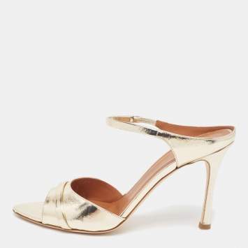مملوكة مسبقًا Malone Souliers Gold Leather Una Slide Sandals Size 41