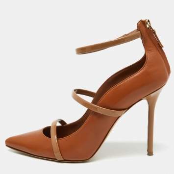Pre Owned Malone Souliers Tan Leather Robyn Strappy Pumps Size 41