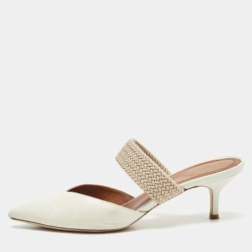 Pre Owned Malone Souliers Cream Leather and Elastic Maisie Mules Size 40