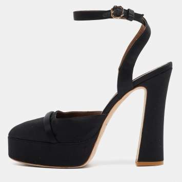 Pre Owned Malone Souliers Black Satin Mora Pumps Size 40