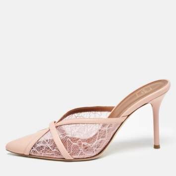 Pre Owned Malone Souliers Pink PVC and Leather Bobbi  Mules Size 38