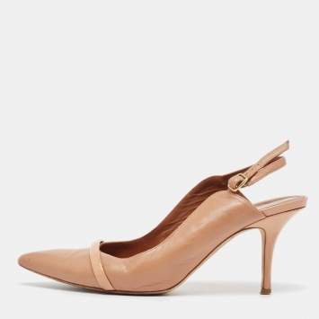 Pre Owned Malone Souliers Beige Leather Slingback Pumps Size 40