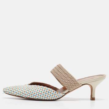 Pre Owned Malone Souliers Multicolor Raffia Maisie Mules Size 36