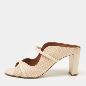مملوكة مسبقًا Malone Souliers Beige Textured Leather Norah Mules Size 38
