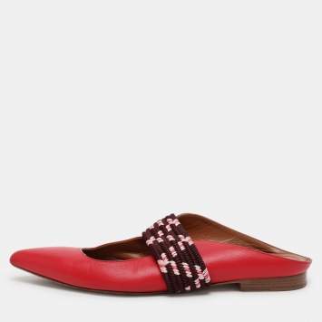 Pre Owned Malone Souliers Red Leather Maisie Mules Size 38.5