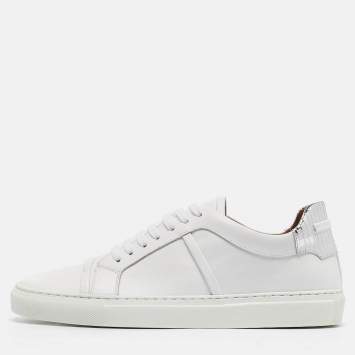 Pre Owned Malone Souliers White Leather Musa Lace Up Sneakers Size 40.5