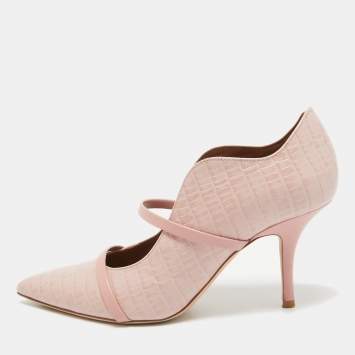 Pre Owned Malone Souliers Pink Croc Embossed Leather Maureen Pumps Size 38
