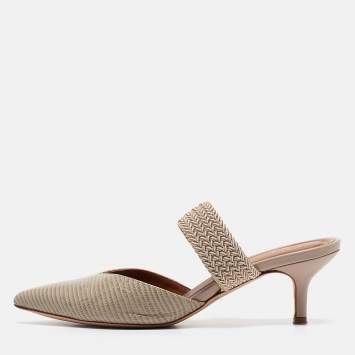 Pre Owned Malone Souliers Grey Leather Maisie Mules Size 37