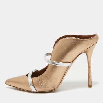 Pre Owned Malone Souliers Metallic Leather Maureen Mules Size 38