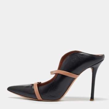 مملوكة مسبقًا Malone Souliers Black/Brown Leather Maureen Pointed Toe Mules Size 37.5