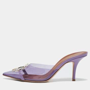Pre Owned Malone Souliers Purple Patent Leather and PVC Missy Mules Size 39