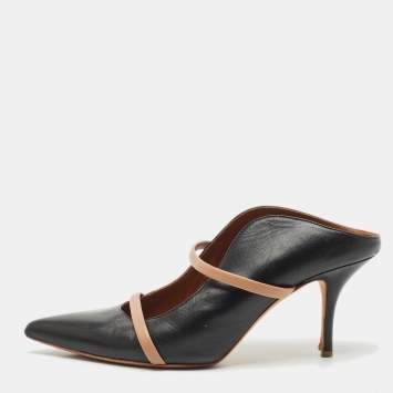 Pre Owned Malone Souliers Black Leather Maureen Heel Mules Size 41