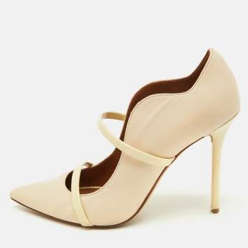 Malone Souliers Cream Leather Maureen Pointed Toe Pumps Size 39.5