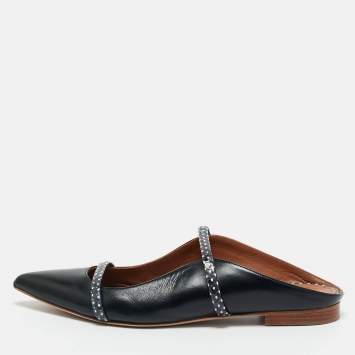Pre Owned Malone Souliers Black Leather and Python Leather Maureen Mules Size 40