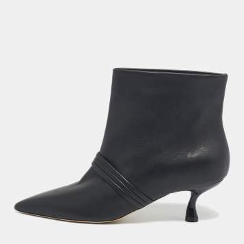 Pre Owned Malone Souliers Black Leather Madison Ankle Length Boots Size 39