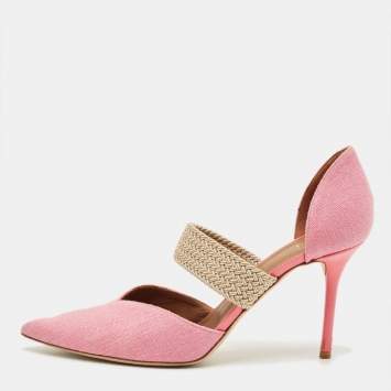 Pre Owned Malone Souliers Pink Canvas Maisie D'orsay Pumps Size 40