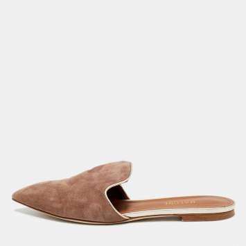 مملوكة مسبقًا Malone Souliers Brown Suede Marianne Flat Mules Size 38