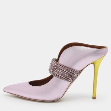 Pre Owned Malone Souliers Mara Size 39 Metallic Purple Leather Mules