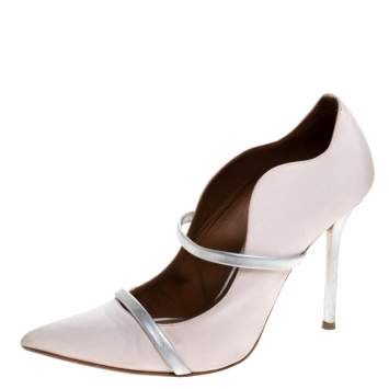 Pre Owned Malone Souliers Pink Moire Fabric Maureen Pointed Toe Pumps Size 39