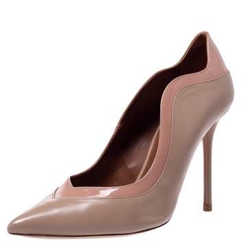 Pre Owned Malone Souliers Beige Leather Penelope Pointed Toe Pumps Size 39.5