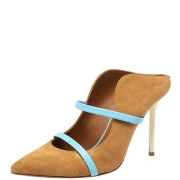 Pre Owned Malone Souliers Brown/Blue Suede Maureen Pointed Toe Pumps Size 37