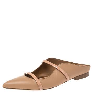 Pre Owned Malone Souliers Beige Leather Maureen Flats Size 37