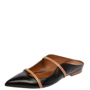 Pre Owned Malone Souliers Black/Brown Leather Maureen Pointed Toe Mule Flats Size 40