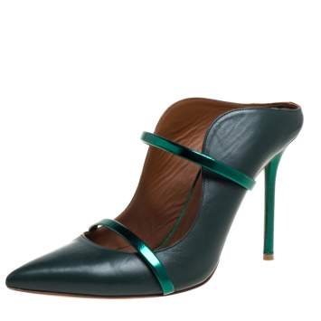 Pre Owned Malone Souliers Dark Green  Leather Maureen Sandals Size 40