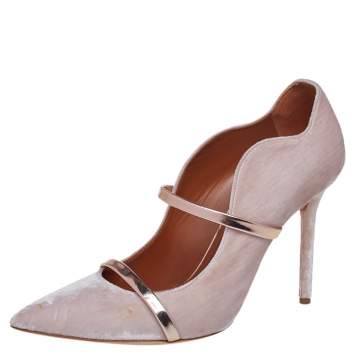 Pre Owned Malone Souliers Grey Velvet Maureen Pointed Toe Pumps Size 40 