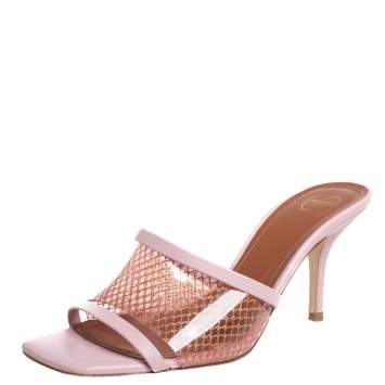 Pre Owned Malone Souliers Pink Leather And PVC Laney Sandals Size 36