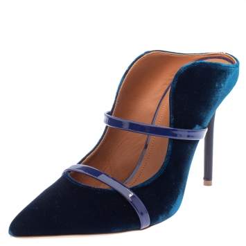 Pre Owned Malone Souliers Blue Velvet Maureen Sandals Size 39