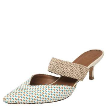 Pre Owned Malone Souliers Multicolor Woven Raffia Maisie Sandals Size 36