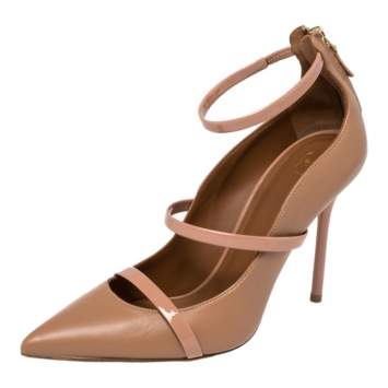 Pre Owned Malone Souliers Beige Leather Robyn Ankle Strap Pumps Size 38
