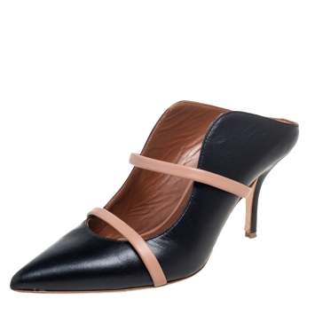 مملوكة مسبقًا Malone Souliers Black Leather Maureen Pointed Toe Mules Sandals Size 36.5