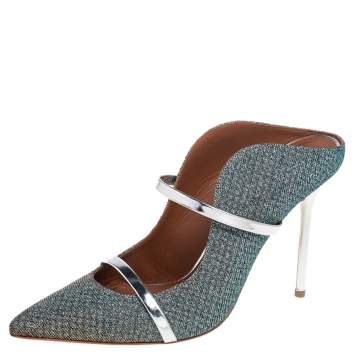 Pre Owned Malone Souliers Metallic Lurex Fabric Maureen Mule Sandals Size 41