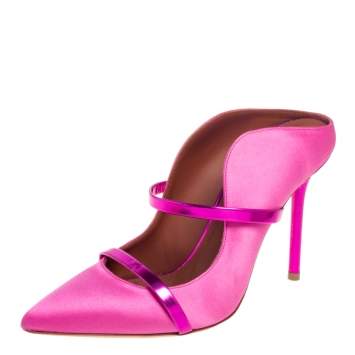مملوكة مسبقًا Malone Souliers Pink Satin Maureen Pointed Toe Mules Size 37