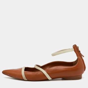 Pre Owned Malone Souliers Brown Leather Robyn Ballet Flats Size 38