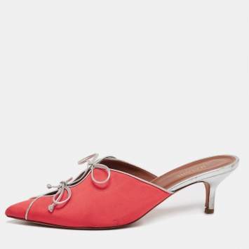 مملوكة مسبقًا Malone Souliers Pink/Silver Canvas And Leather Maisie Sandals Size 40