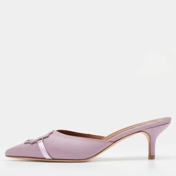Pre Owned Malone Souliers Lilac Satin Pointed Toe Mules Size 39