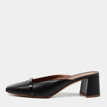 Pre Owned Malone Souliers Black Leather Carmen Mules Size 38