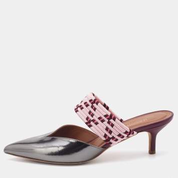 Pre Owned Malone Souliers Multicolor Patent Leather and Stretch Band Maisie Mules Size 37.5
