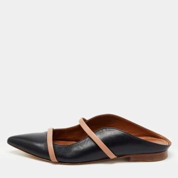 Pre Owned Malone Souliers Black Leather Maureen Flat Mules Size 36