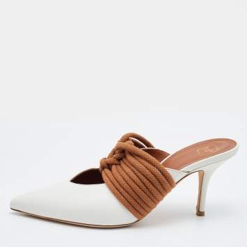 مملوكة مسبقًا Malone Souliers White Leather Maisie Pumps Size 38.5